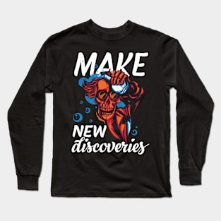 Make New Discoveries Skull Mad Scientist or Chemist Long Sleeve T-Shirt